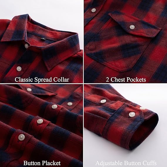 Men’s Long Sleeve Plaid Flannel Shirt