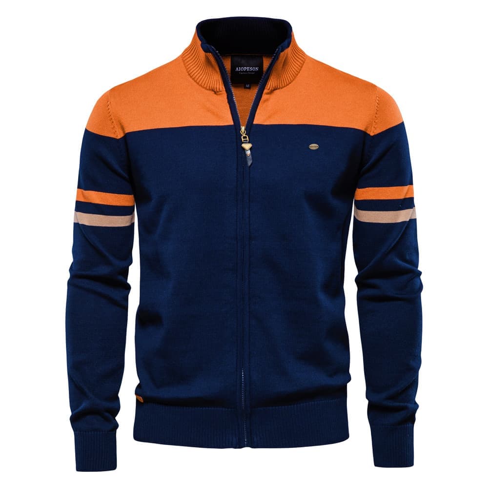 Men’s Colorblock Zip Up Cardigan Sweater