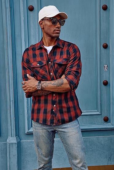 Men’s Long Sleeve Plaid Flannel Shirt