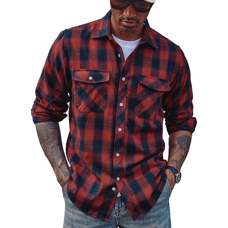 Men’s Long Sleeve Plaid Flannel Shirt