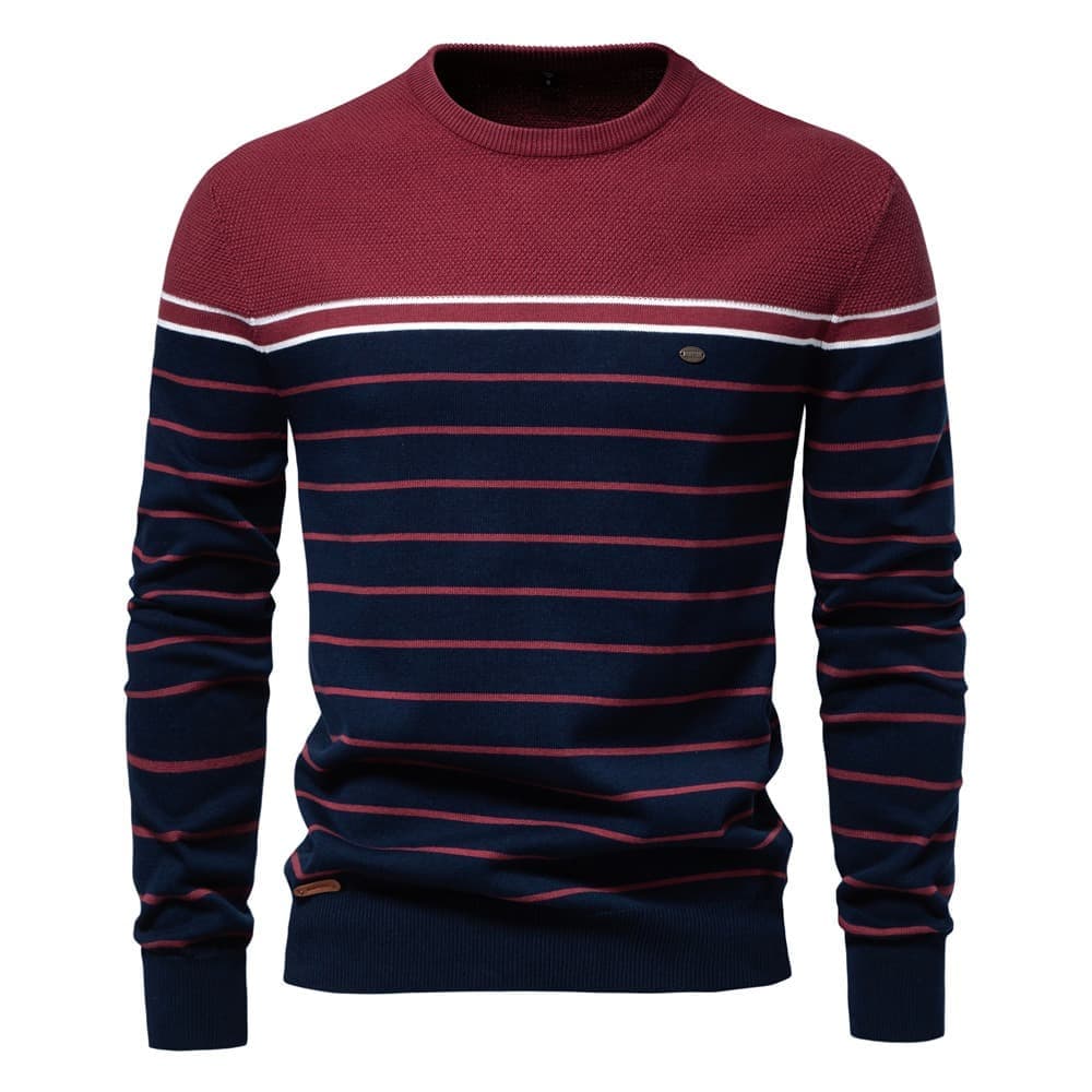 Men’s Striped Crew Neck Knit Sweater