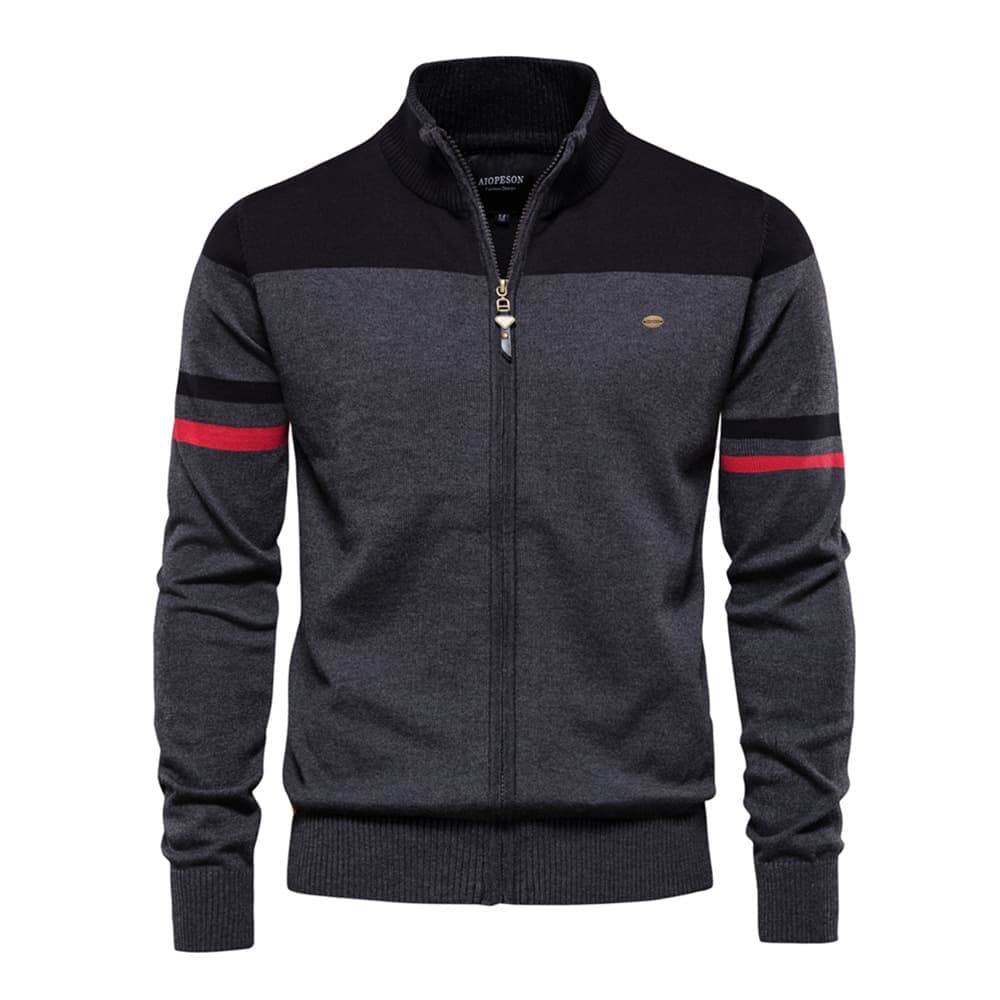 Men’s Colorblock Zip Up Cardigan Sweater