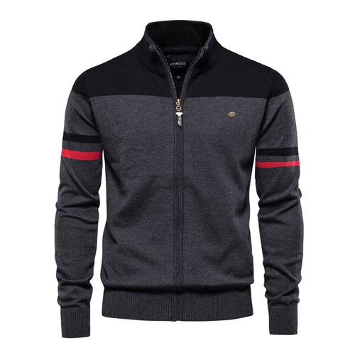 Men’s Colorblock Zip Up Cardigan Sweater