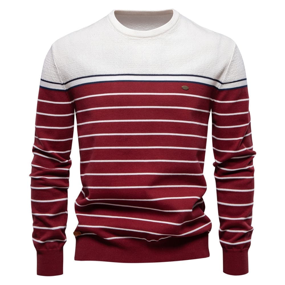 Men’s Striped Crew Neck Knit Sweater