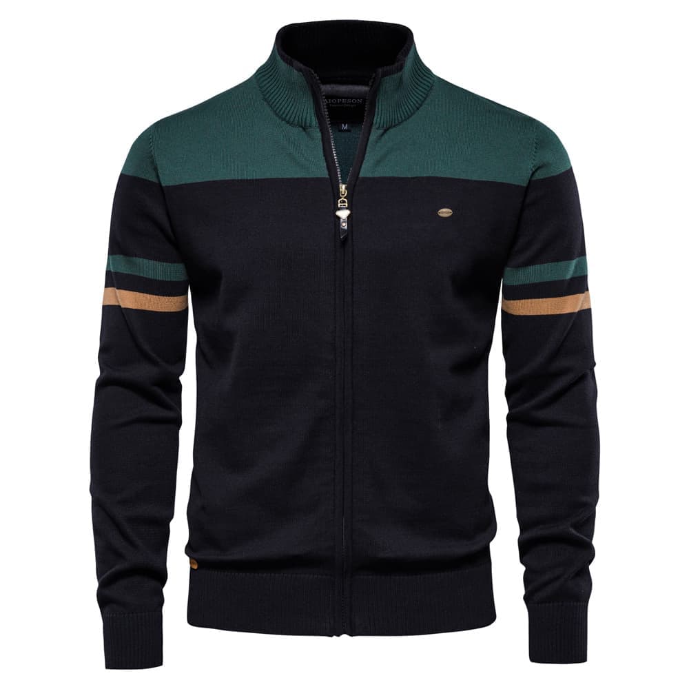 Men’s Colorblock Zip Up Cardigan Sweater