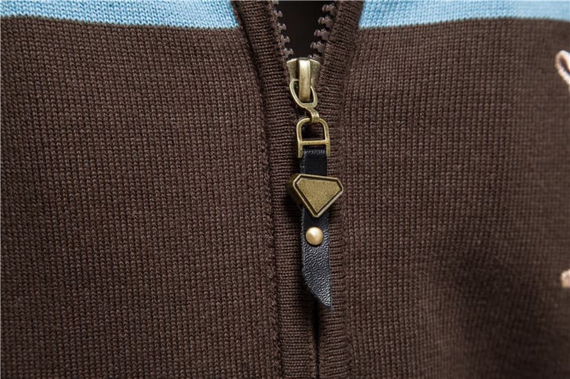 Men’s Colorblock Zip Up Cardigan Sweater