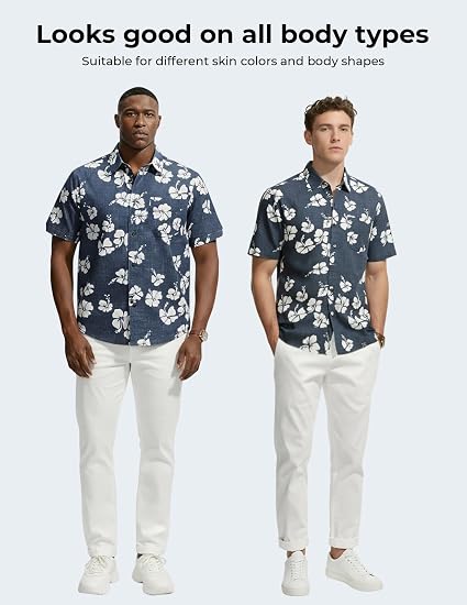 Men’s Printed Short Sleeve Hawaiian Button Down Shirt