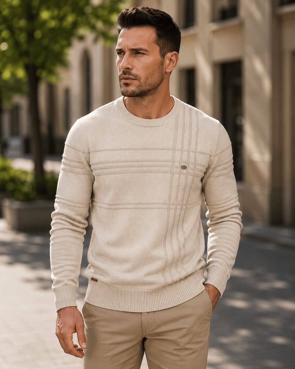 Men’s Crosshatch Crew Neck Sweater